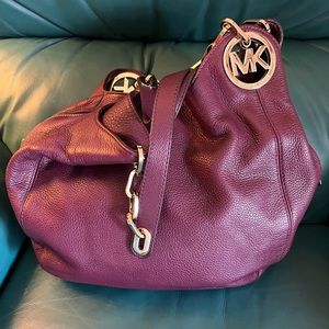 Michael Kors Purple Leather Tote Bag